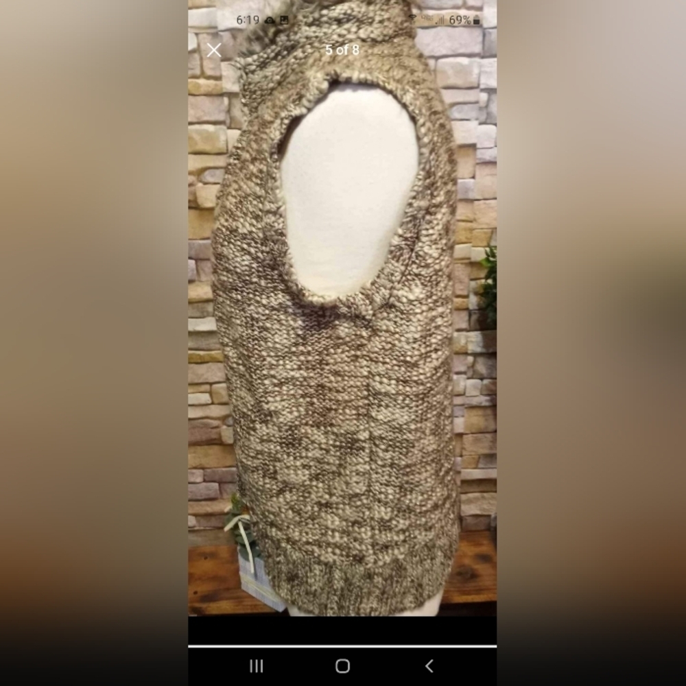 New Large Charter Club Sweater Zip Vest Faux Fur - Picture 5 of 8